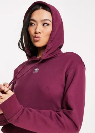 Худи малинового цвета с белым логотипом adidas Originals Essentials-Розовый цвет