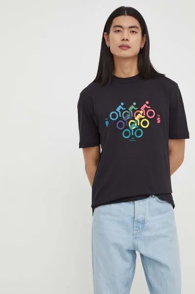 Хлопковая футболка PS Paul Smith, черный