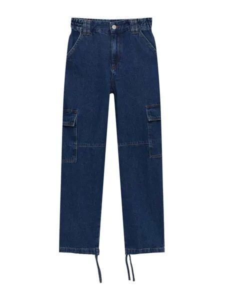 Обычные джинсы-карго Pull&Bear, темно-синий