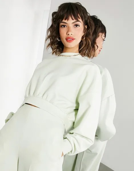 Шалфейно-зеленый укороченный свитшот из трикотажа ASOS EDITION-Зеленый цвет