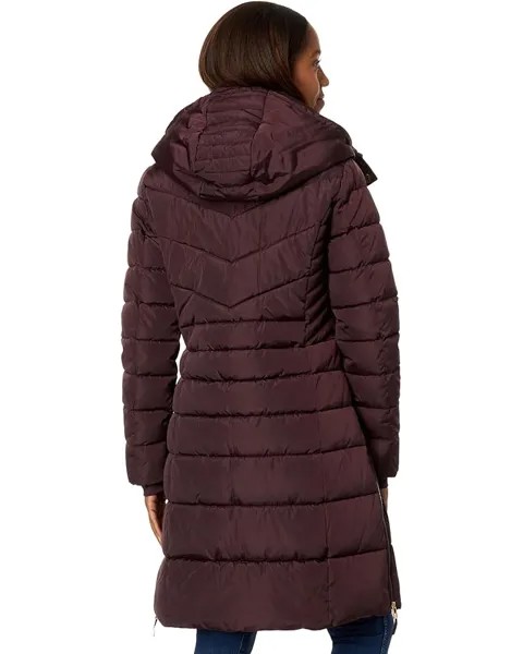 Пальто Tommy Hilfiger Zip-Up Long Puffer Coat, цвет Aubergine