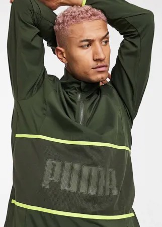 Зеленая спортивная куртка с графическим принтом Puma Training-Зеленый цвет