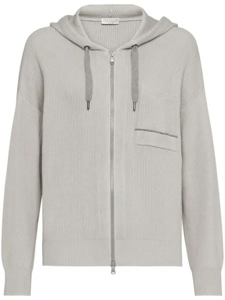 Brunello Cucinelli худи в рубчик, серый