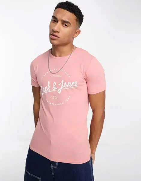 Розовая футболка с логотипом Jack & Jones