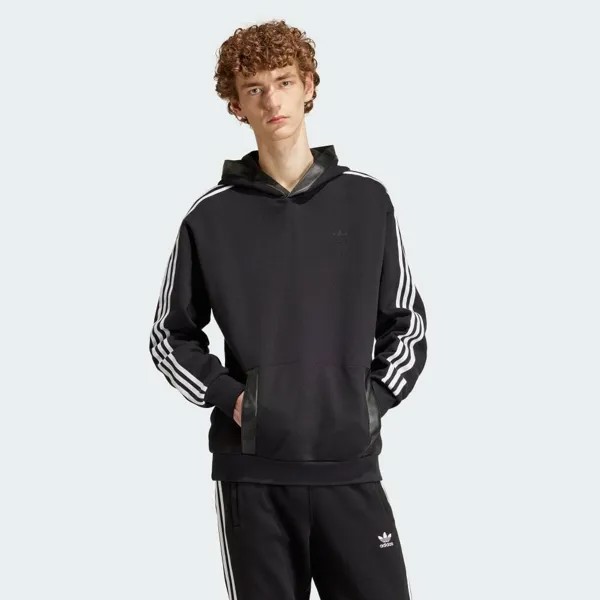 Парка Adidas Faux Leather Adicolor Three Stripes Heavy Fleece Parka, черный