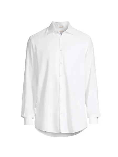 Рубашка из однотонной ткани Genova Massimo Alba, цвет bianco