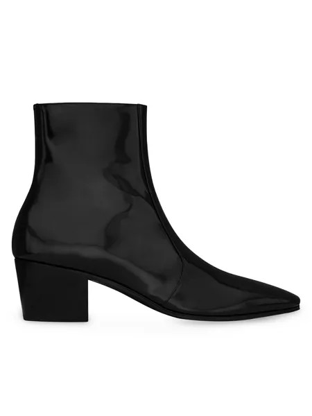 Ботинки на молнии из лакированной кожи Vassili Saint Laurent, черный