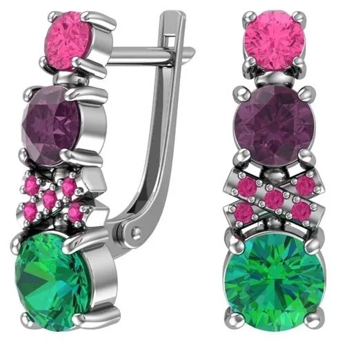 Серебряные серьги с кварцем синтетическим и фианитами 2100790-14345