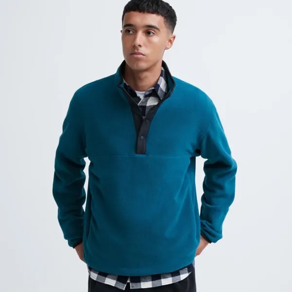 Свитер Uniqlo Fleece Button-up, синий