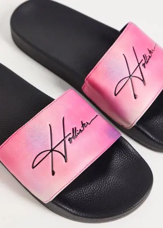 Выбеленные желтые шлепанцы с текстовым логотипом Hollister-Желтый