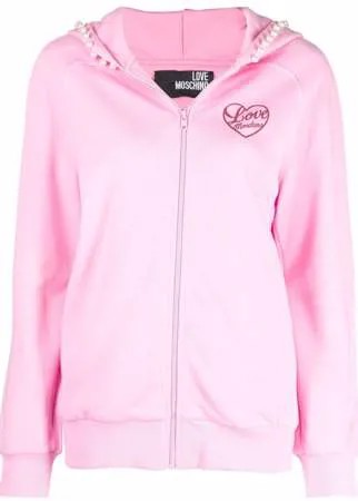Love Moschino флисовое худи с искусственным жемчугом