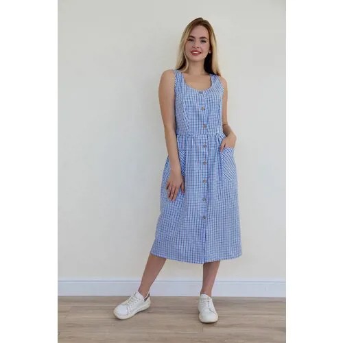 Сарафан Lika Dress, хлопок, повседневный, прилегающий, миди, карманы, размер 44, фуксия