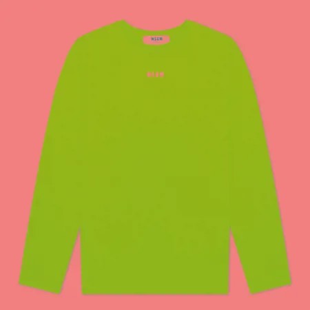 Женский лонгслив MSGM Micrologo Seasonal Crew Neck, цвет голубой, размер M