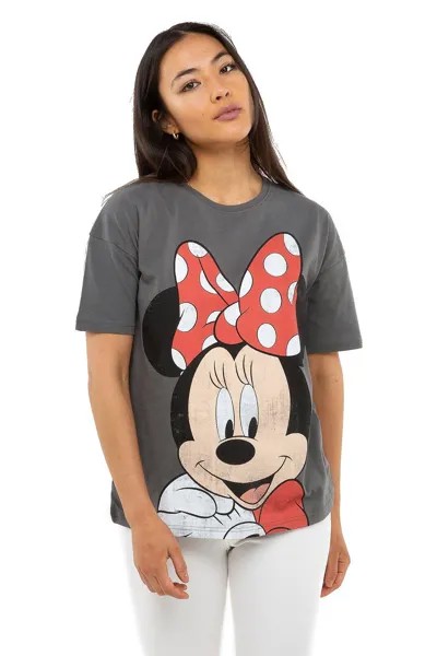 Хлопковая футболка Minnie Smile Disney, серый