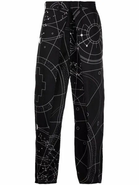 Marcelo Burlon County of Milan брюки чинос Astral со складками, черный