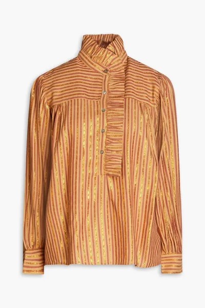 Твиловая блузка Eddy в полоску с эффектом металлик Antik Batik, коричневый