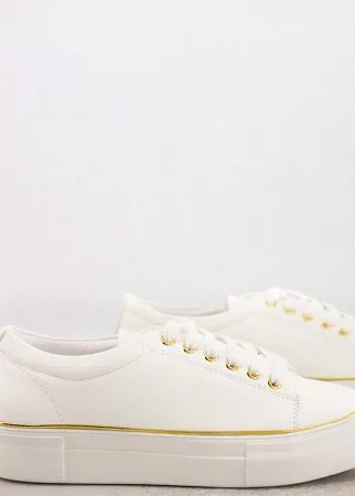 Белые кроссовки с металлической отделкой New Look Wide Fit-Белый