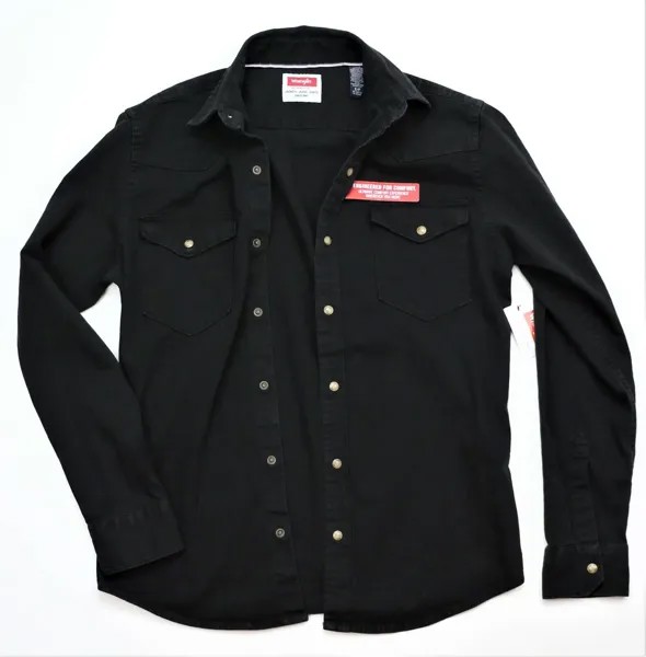 Джинсовая рубашка Wrangler Black Denim Color Slim Fit Большие мужские размеры 3XL 4XL 5XL New