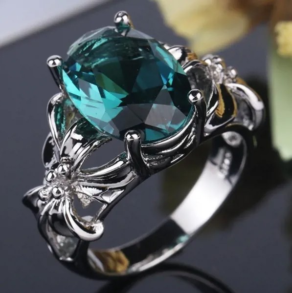 Женская мода Синий циркон Обручальное обручальное кольцо Ювелирные изделия Юбилейный подарок