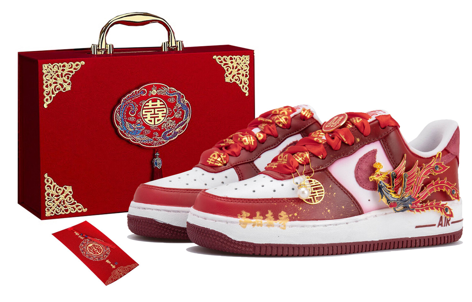 Кроссовки Nike Air Force 1 Skateboarding Shoes Women's Low-top White/red, белый/красный