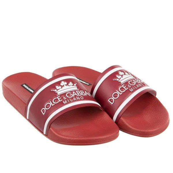 DOLCE - GABBANA Босоножки с логотипом Crown, обувь CIABATTA, красный, белый 41, Великобритания, 7, США, 8, 12360