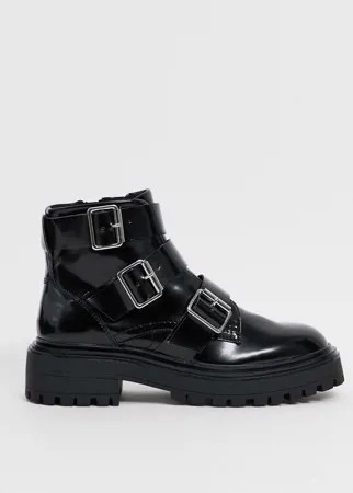 Черные байкерские ботинки ASOS DESIGN-Черный цвет