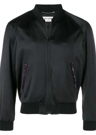 Saint Laurent куртка-бомбер с вышитым логотипом