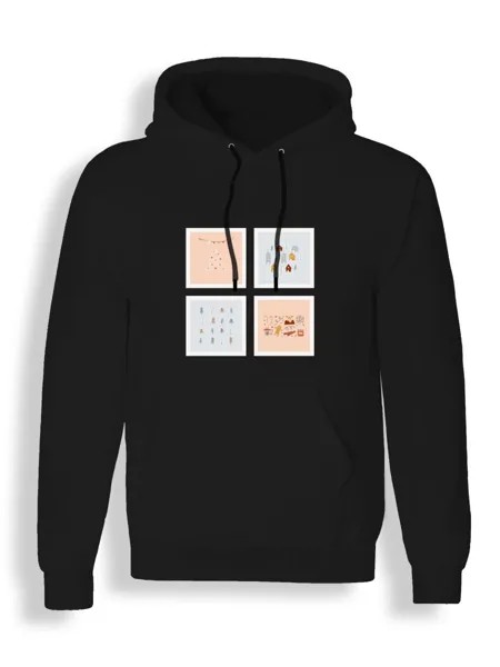 Худи унисекс Каждому Своё Merry Christmas/Рождество/Новый год NY60 черное 3XL