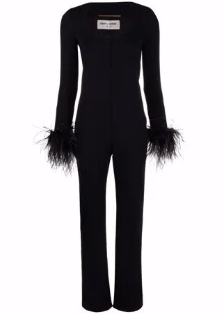 Saint Laurent комбинезон с перьями