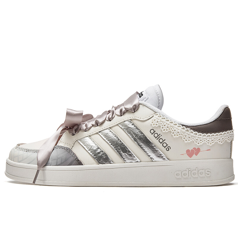 Кроссовки adidas BREAKNET 2.0 Skateboarding Shoes Women's Low-top White/brown/silver, коричневый