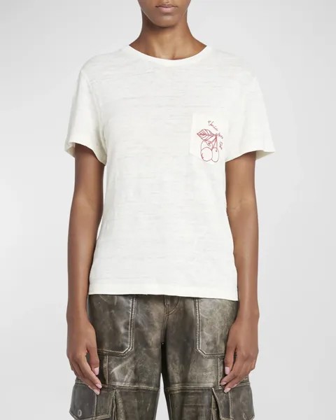 Футболка с короткими рукавами и карманами с вышивкой Journey Golden Goose, цвет Heritage White Dark Red 1
