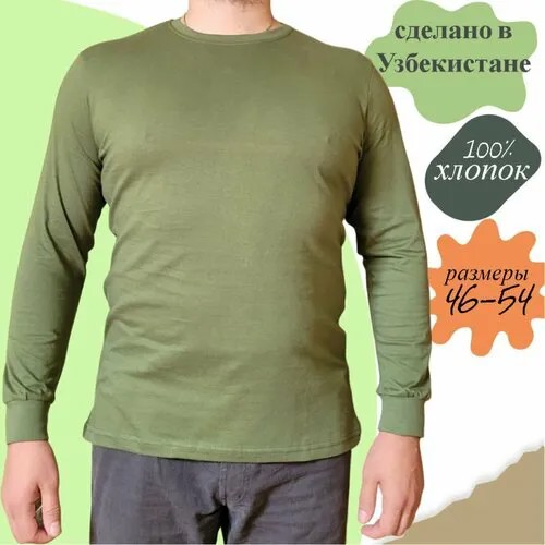 Лонгслив , хлопок, размер 50, хаки