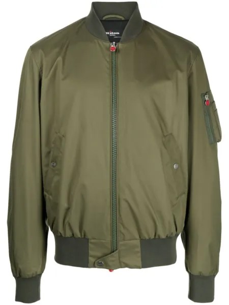 Бомбер с карманом на рукаве Kiton, зеленый