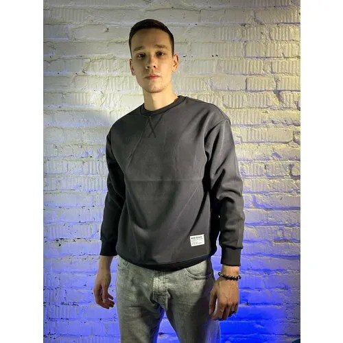 Пуловер MOSTOM свитшот классический, размер 3XL, черный, бежевый
