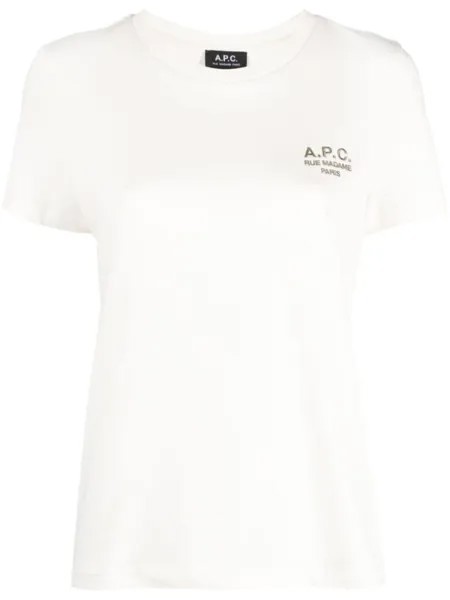A.P.C. футболка с вышитым логотипом, нейтральный цвет