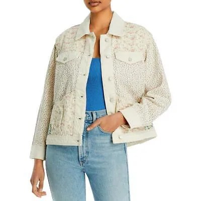 [BLANKNYC] Женская белая джинсовая укороченная джинсовая куртка с цветочным принтом XS BHFO 0891