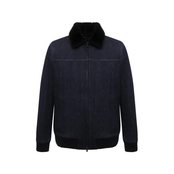 Джинсовый бомбер с меховой подкладкой Kiton