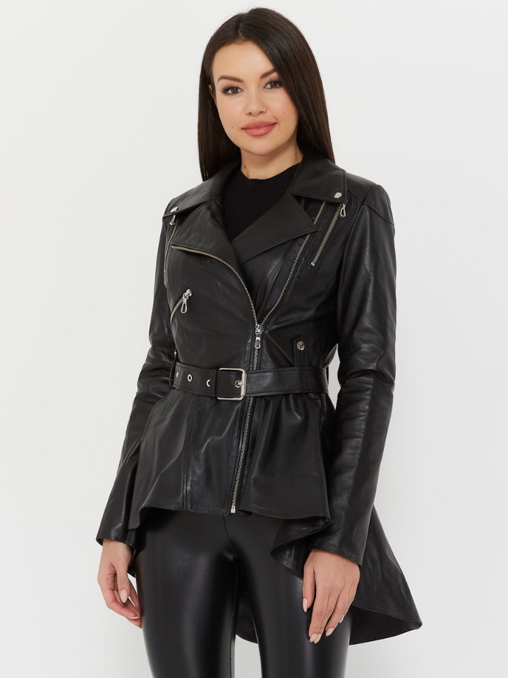 Кожаная куртка женская SARTORI DODICI 3214 черная 54 EU