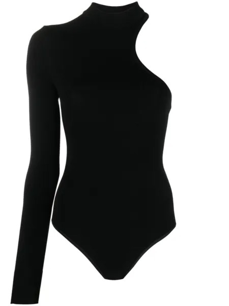 Alaïa боди асимметричного кроя из джерси, черный
