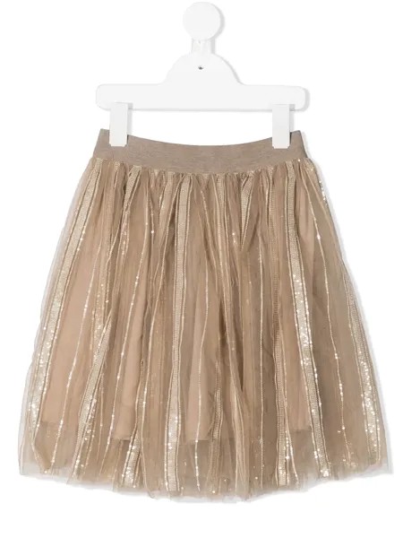 Brunello Cucinelli Kids юбка из тюля с пайетками