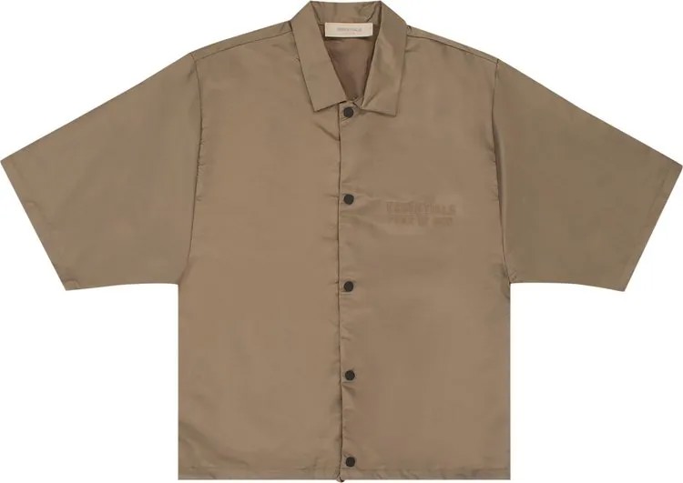 Рубашка Fear of God Essentials Short-Sleeve Nylon Shirt 'Wood', коричневый