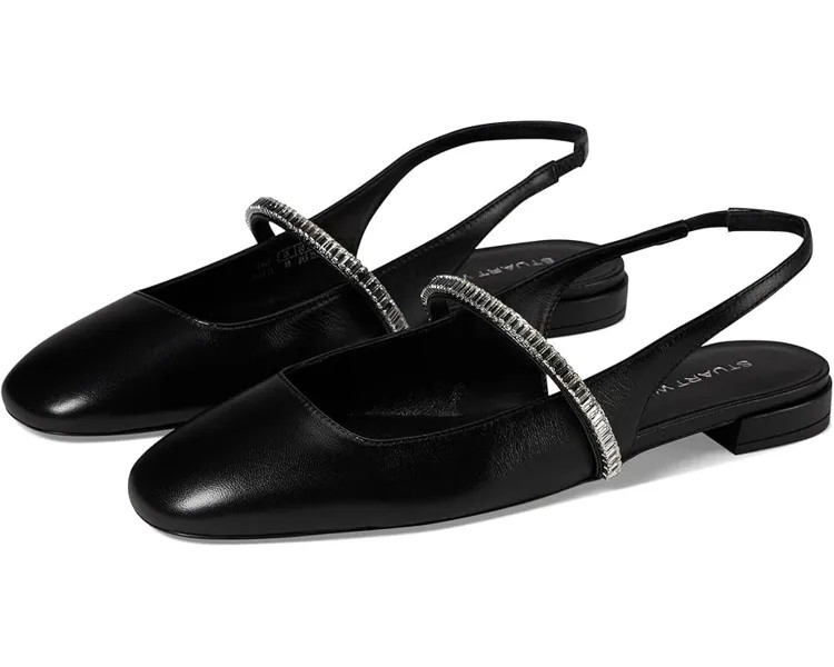 Туфли на плоской подошве Stuart Weitzman Stefanie Slingback Flat, цвет Black/Clear