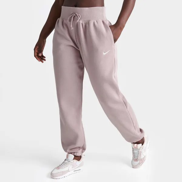 Женские спортивные брюки большого размера из флиса Nike Sportswear Phoenix с завышенной талией, бежевый