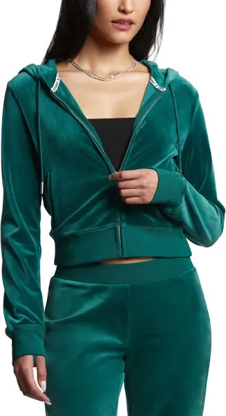 Блестящая толстовка с капюшоном Juicy Couture, цвет Jade Green