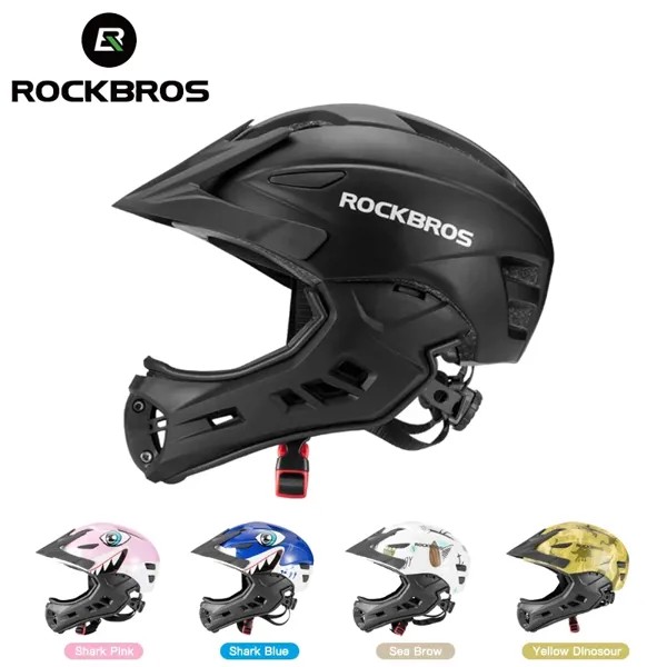 Детский велосипедный шлем ROCKBROS, съемная Спортивная Защитная Кепка на все лицо, для катания на роликах, на самокате
