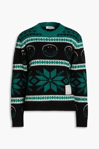 Рождественский свитер с шерстяным узором с жаккардовым узором Sandro, черный