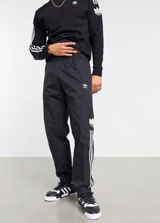 Черные джоггеры с объемным принтом трилистника и тремя полосками adidas Originals-Черный цвет