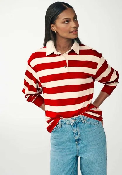 Рубашка-поло Stripe Graphic Button Down Rugby Next, красный