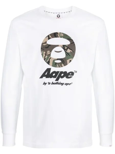 Футболка с длинными рукавами и логотипом AAPE BY *A BATHING APE, белый