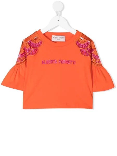 Alberta Ferretti Kids футболка с вышитым логотипом